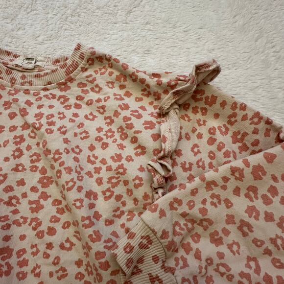 Jessica Simpson Girls Sweatshirt sz 6 Rose Gold Leopard Ruffle Sleeve Sweatshirt - Picture 2 of 6